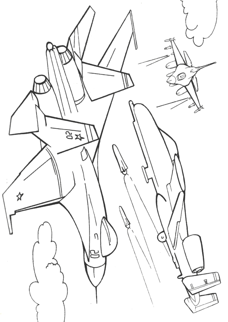 kolorowanka wojsko samoloty wojskowe myśliwce malowanka do wydruku dla chłopców nr 20